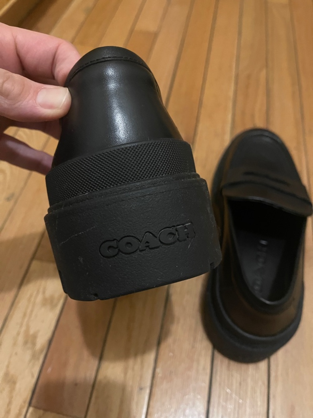 Coach Black Men's Leather Platform Loafers - Never Worn Outside - Picture 4 of 5